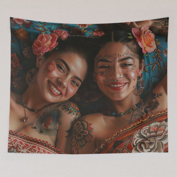 Item preview, portrait of twins selma and alejandra from mexico designed and sold by HighlyDeep.