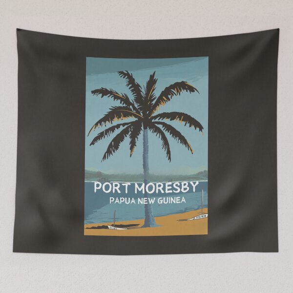 Item preview, A Vintage Travel Art of Port Moresby - Papua New Guinea  designed and sold by GoodOldVintage.