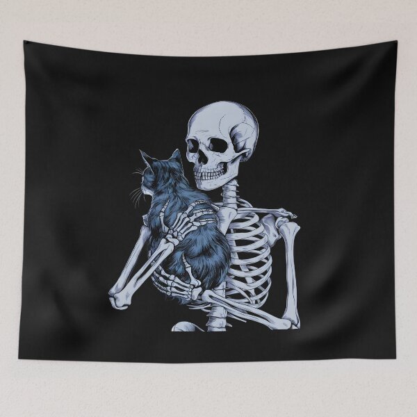 Item preview, Skeleton Holding Cat Skull Kitty Halloween 2024 Men Women Kids designed and sold by clothesy7.