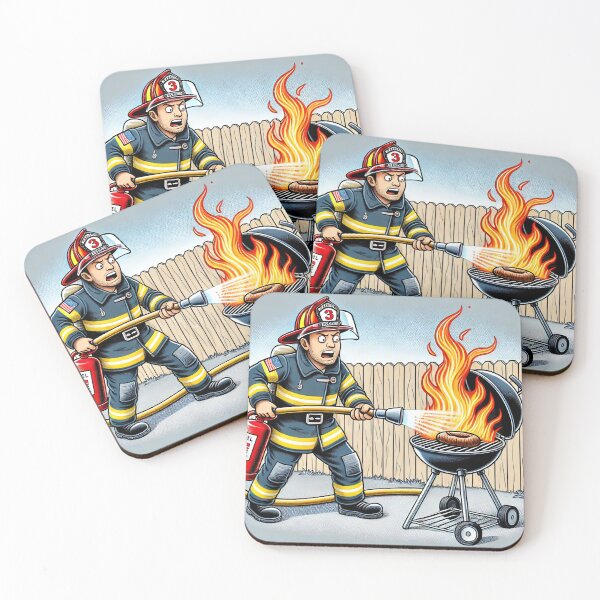 Item preview, Firefighter vs. Grill designed and sold by RescueMerch - First Responders Gear.