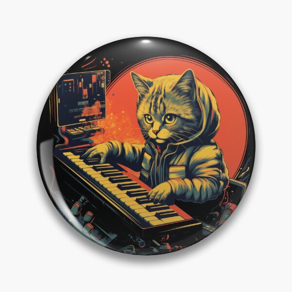 Item preview, A cat in a hoodie playing a synthesizer designed and sold by TeeTemptation.