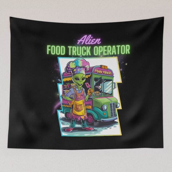 Item preview, Alien Food Truck Operator Funny Cartoon Chef designed and sold by Hananiah Merch.