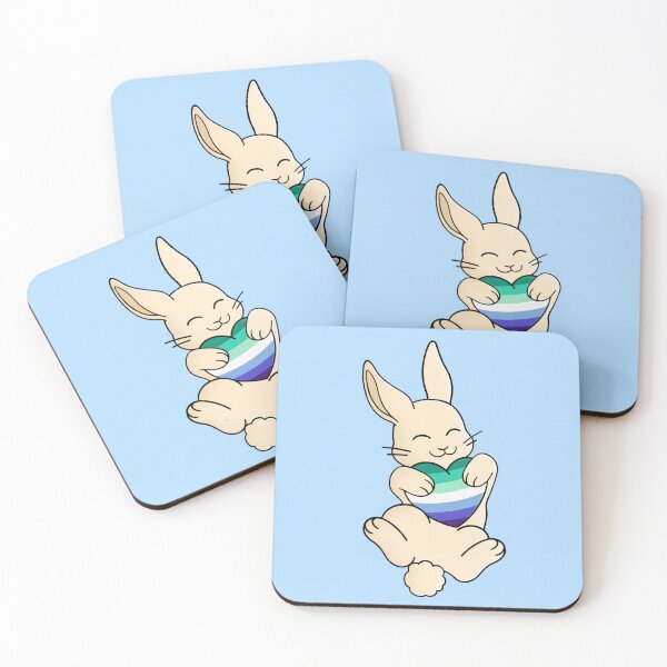 Item preview, Cute Happy White Rabbit Holding a Gay Man Flag Heart designed and sold by AroAxel.