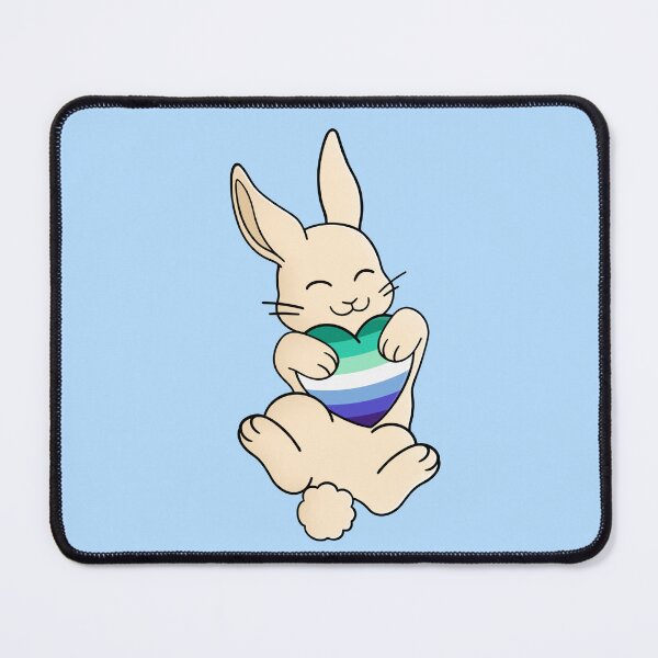 Item preview, Cute Happy White Rabbit Holding a Gay Man Flag Heart designed and sold by AroAxel.