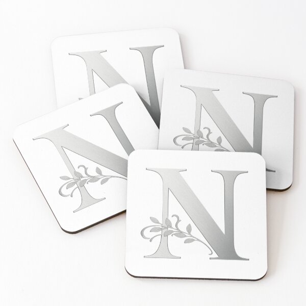 Item preview, Luxury Floral Monogram N: Elegant Grey and Silver Typography designed and sold by Fil4.