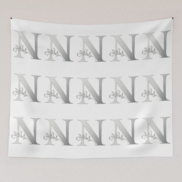 Item preview, Luxury Floral Monogram N: Elegant Grey and Silver Typography designed and sold by Fil4.