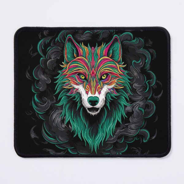 Item preview, A vivid and vibrant illustration of a psychedelic wolf alebrije on a black background designed and sold by Mate0 designer.