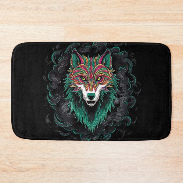 Item preview, A vivid and vibrant illustration of a psychedelic wolf alebrije on a black background designed and sold by Mate0 designer.