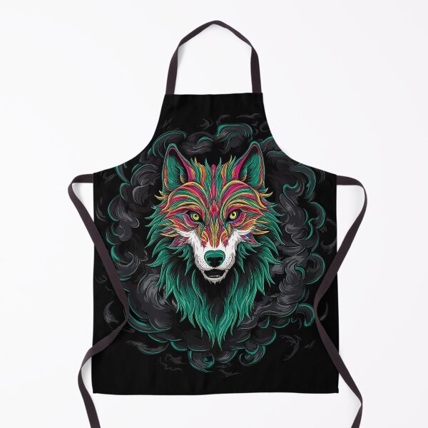Item preview, A vivid and vibrant illustration of a psychedelic wolf alebrije on a black background designed and sold by Mate0 designer.