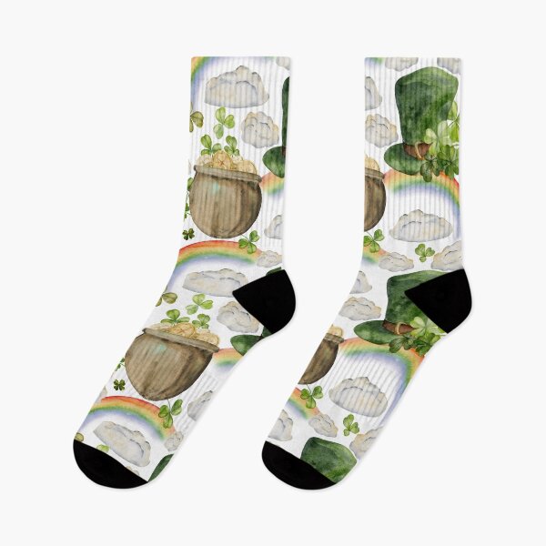Item preview, Irish Shamrocks and Rainbows Pattern designed and sold by HolidayT-Shirts.