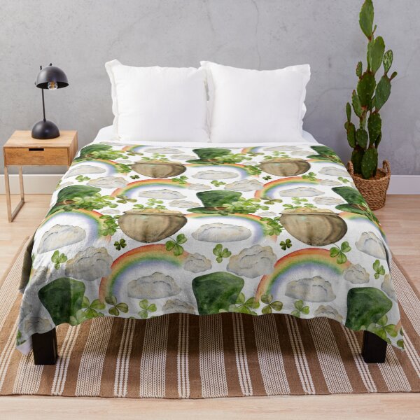 Item preview, Irish Shamrocks and Rainbows Pattern designed and sold by HolidayT-Shirts.