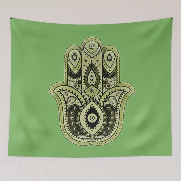 Item preview, GREEN HAMZA HAND WITH EVIL EYE - The Hand Of God designed and sold by Andjela Bakos.