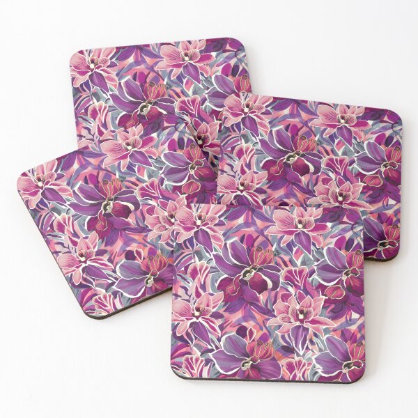 Item preview, Vivid Orchid Fantasy Flowers Pattern designed and sold by RkskArt.