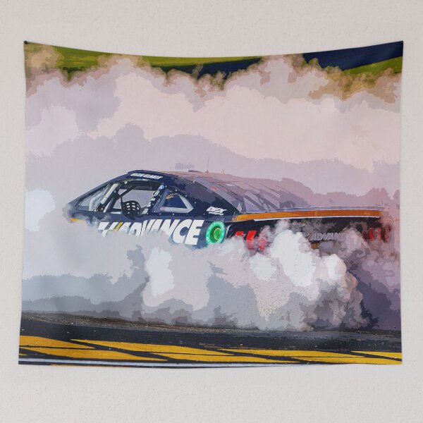 Item preview, Ryan Blaney celebrating victory by doing burnouts in his 2024 Nascar Race car watercolor designed and sold by Rodissimus1984.
