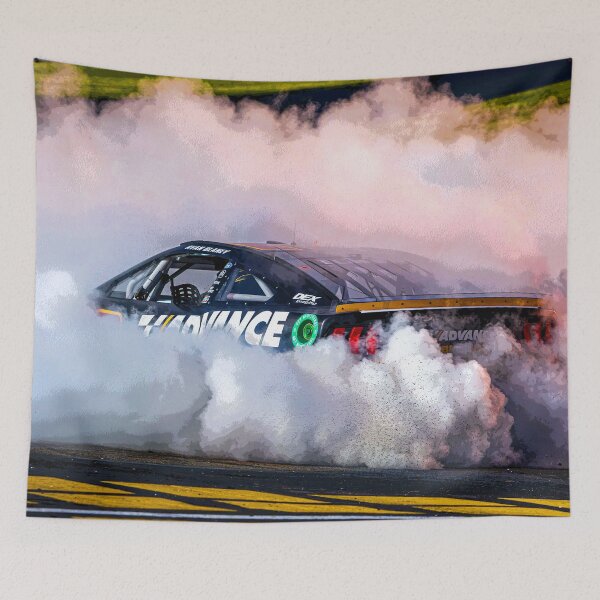 Item preview, Ryan Blaney celebrating victory by doing burnouts in his 2024 Nascar Race car abstract designed and sold by Rodissimus1984.