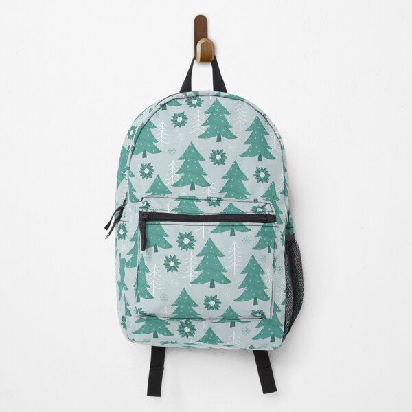 Item preview, Christmas Trees And Snowflakes Design On Verdigris Cyan designed and sold by JaselviiStudio.