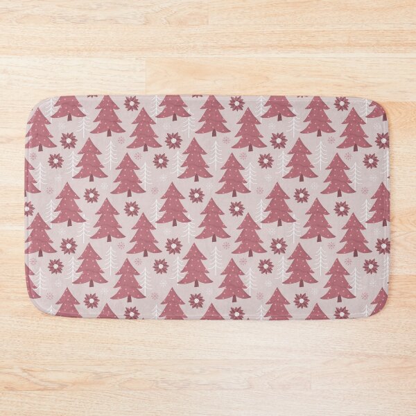 Item preview, Christmas Trees And Snowflakes Design On Puce Pink designed and sold by JaselviiStudio.