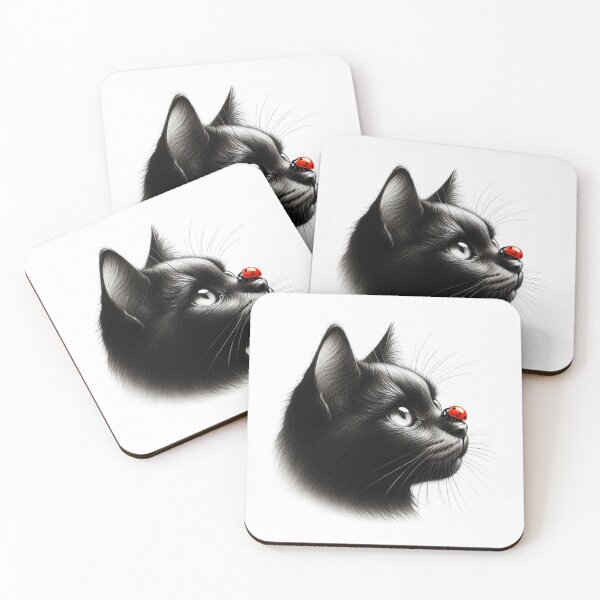 Item preview, Cat with a Ladybug on Its Nose designed and sold by Delemore Art.