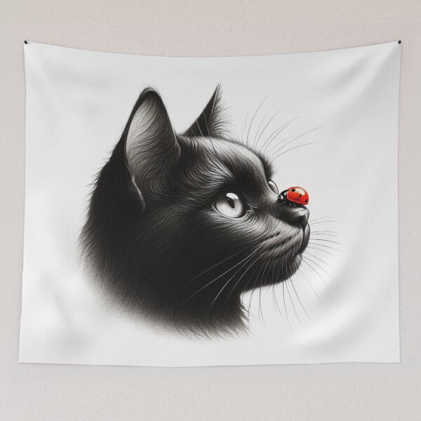 Item preview, Cat with a Ladybug on Its Nose designed and sold by Delemore Art.