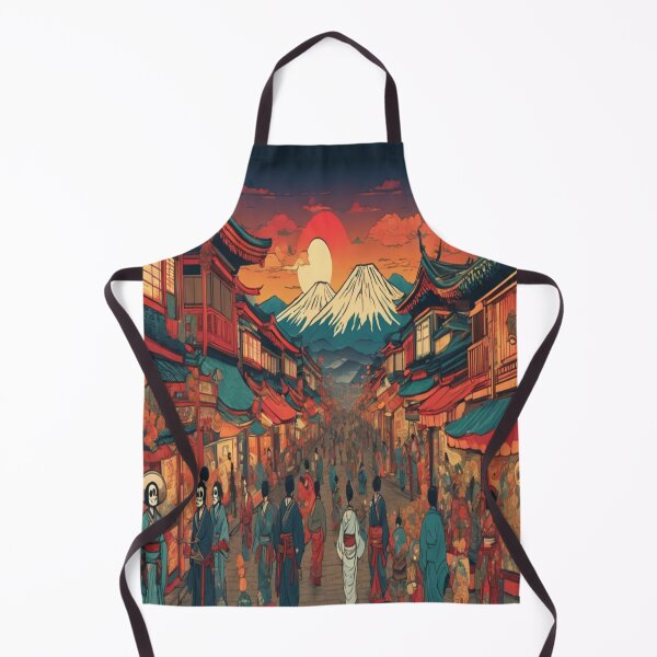 Item preview, Vibrant Traditional Japanese Street Scene with Mount Fuji Backdrop designed and sold by merve02shop.