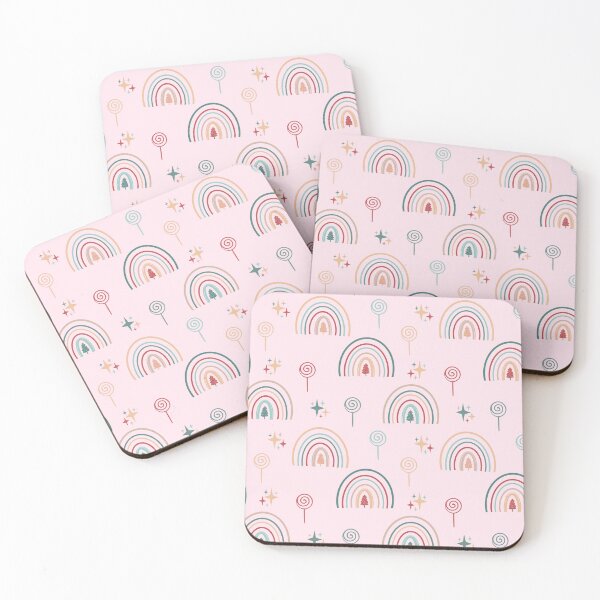 Item preview, Colourful Christmas Rainbows And Stars Design On Blush Pink designed and sold by JaselviiStudio.