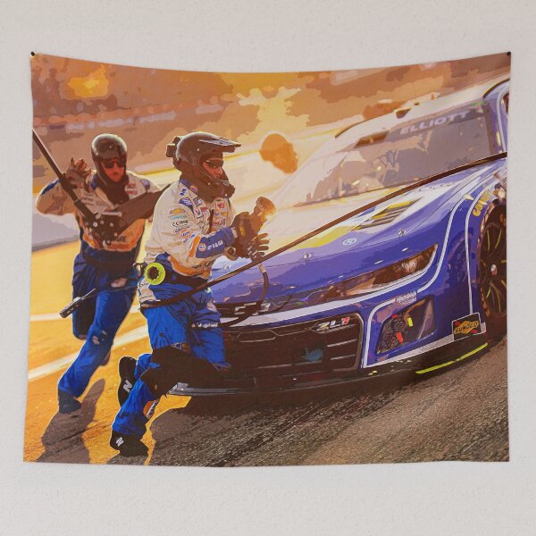 Item preview, Chase Elliott making a pitstop in his 2024 Nascar Race car watercolor designed and sold by Rodissimus1984.