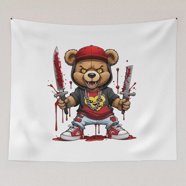 Item preview, Possessed Bear with Bloody Knives designed and sold by Hungry-Murphy.