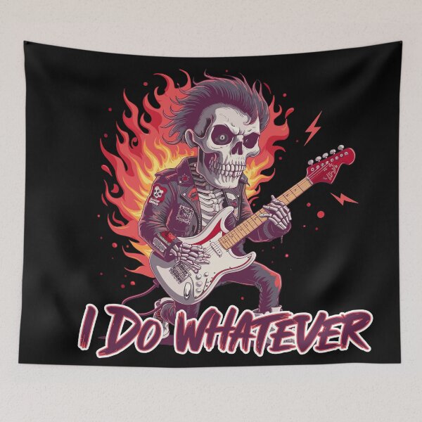 Item preview, Fiery Rockstar Skeleton with Electric Guitar Tee designed and sold by markymaarty.