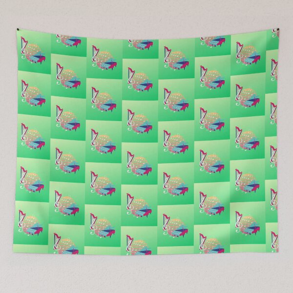 Item preview, Fun & Colorful Harp, Piano & Music Notation designed and sold by BrightrDayMusicArt.