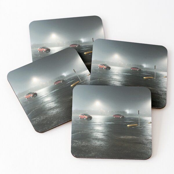 Item preview, Foggy parking lot red cars designed and sold by aceoflemons.