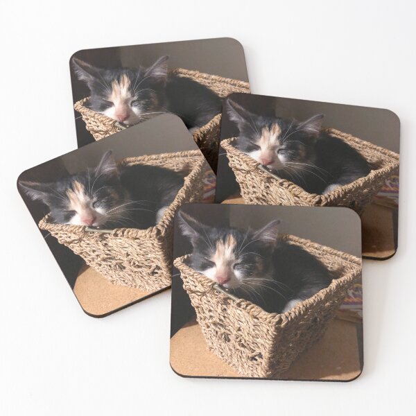 Item preview, Kitten sleeping in a basket designed and sold by aceoflemons.