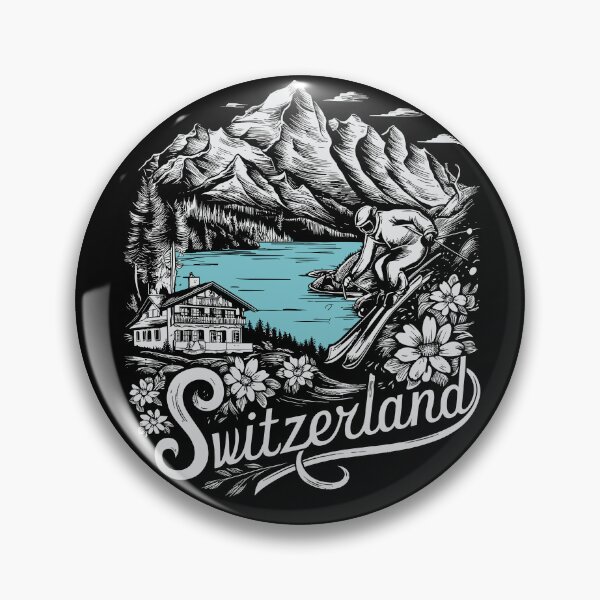Item preview, Switzerland Mountain Skiing Scene with Chalet designed and sold by markymaarty.