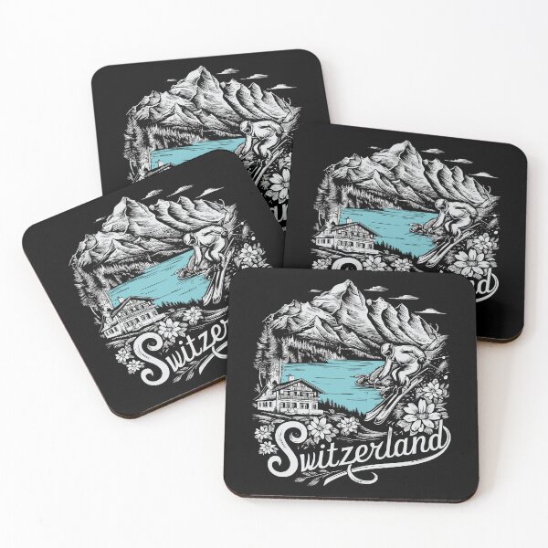 Item preview, Switzerland Mountain Skiing Scene with Chalet designed and sold by markymaarty.