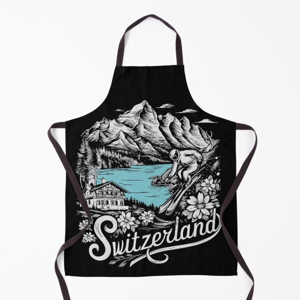 Item preview, Switzerland Mountain Skiing Scene with Chalet designed and sold by markymaarty.