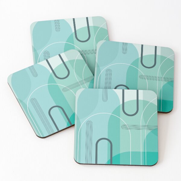 Item preview, Mid Century Modern Arches in tones of aqua and teal designed and sold by UrbanEpiphany.