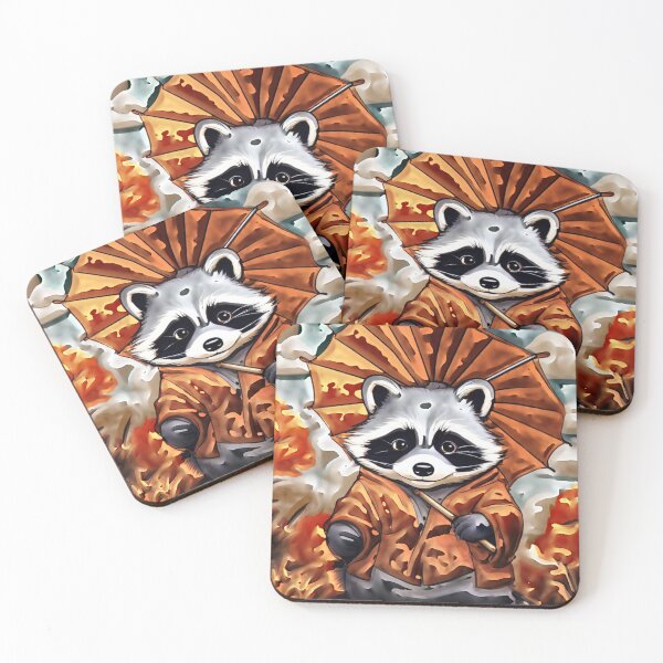 Item preview, Splashing Through the Serenity: A Raccoon's Quiet Encounter with the Rain designed and sold by tigereyes180.