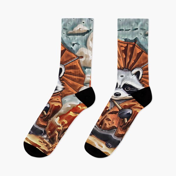Item preview, Splashing Through the Serenity: A Raccoon's Quiet Encounter with the Rain designed and sold by tigereyes180.