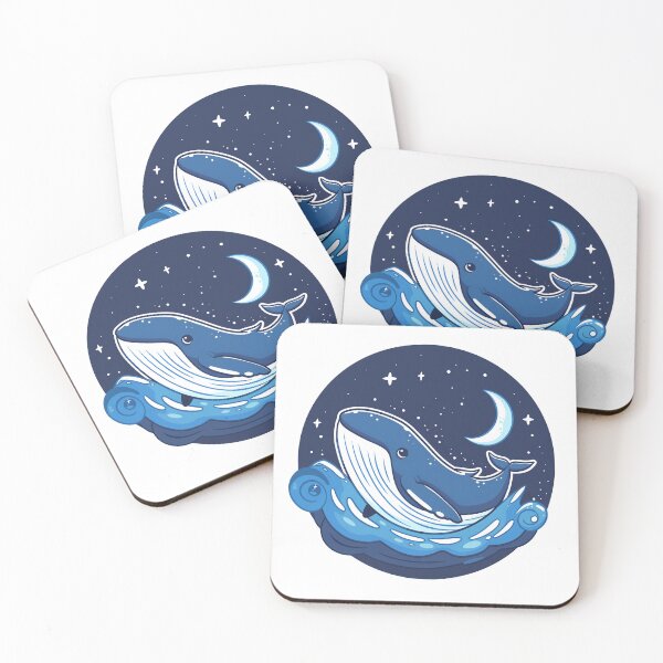 Item preview, baby blue whale in the night designed and sold by PandaKunst.