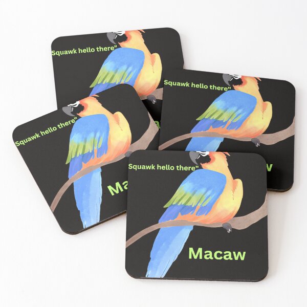 Aperçu de l'œuvre Salutations colorées d'ara Squawk Bonjour. créée et vendue par Highhocreations.