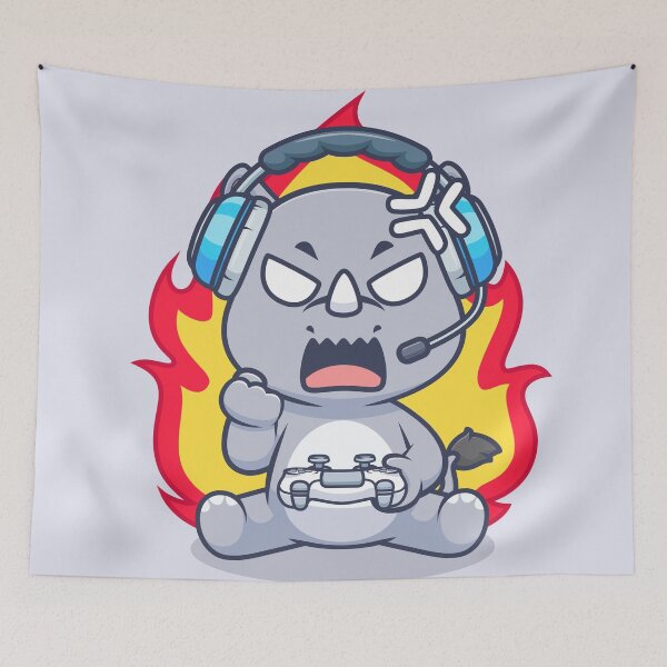 Item preview, Cute Angry Rhino Gaming Cartoon Vector Icon designed and sold by hjian8219.