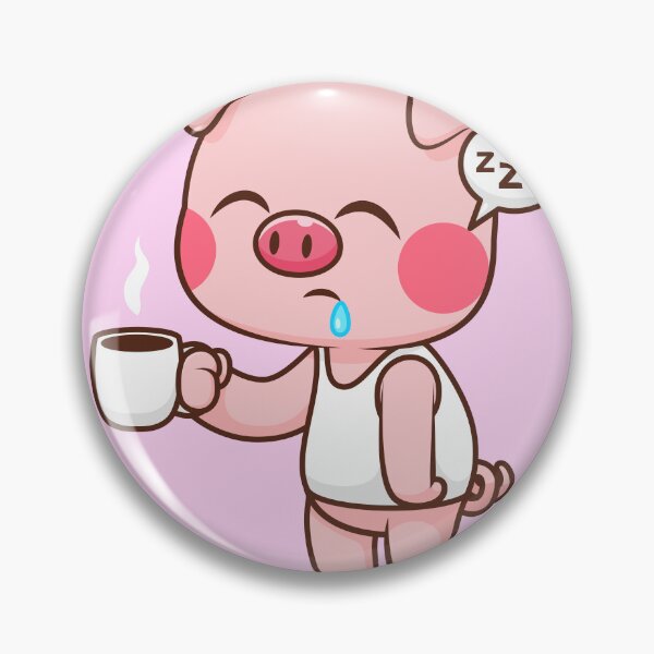 Item preview, Cute Sleepy Pig Holding Coffee Cartoon Vector Icon designed and sold by hjian8219.