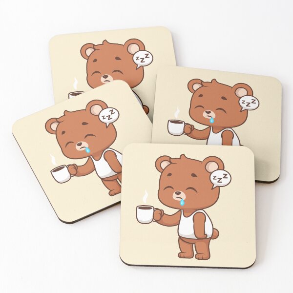 Item preview, Cute Sleepy Bear Holding Coffee Cartoon Vector Icon designed and sold by hjian8219.