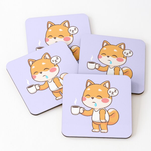 Item preview, Cute Sleepy Shiba Inu Dog Holding Coffee Cartoon Vector Icon designed and sold by hjian8219.