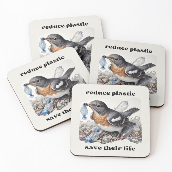 Item preview, bird with plastic waste pollution nature conservation animal welfare environmental protection climate change designed and sold by Annika Shurafa.