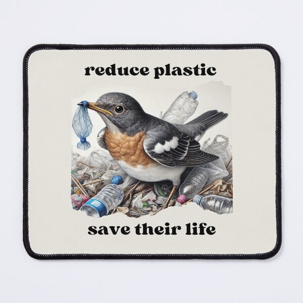 Item preview, bird with plastic waste pollution nature conservation animal welfare environmental protection climate change designed and sold by Annika Shurafa.