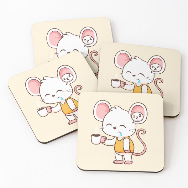 Item preview, Cute Sleepy Mouse Holding Coffee Cartoon Vector Icon designed and sold by hjian8219.
