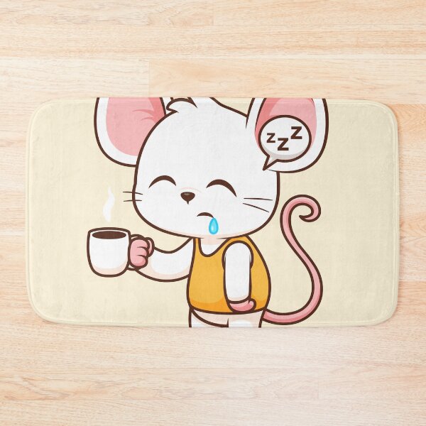 Item preview, Cute Sleepy Mouse Holding Coffee Cartoon Vector Icon designed and sold by hjian8219.
