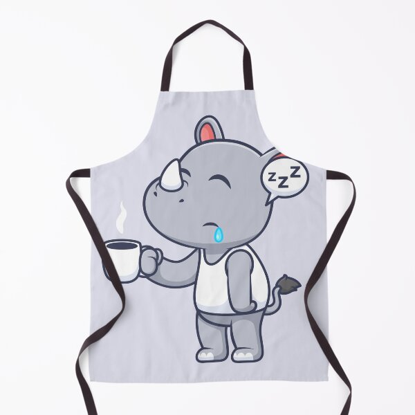 Item preview, Cute Sleepy Rhino Holding Coffee Cartoon Vector Icon designed and sold by hjian8219.