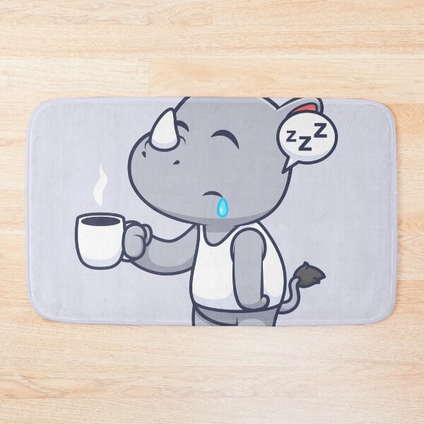 Item preview,  Cute Sleepy Rhino Holding Coffee Cartoon Vector Icon designed and sold by hjian8219.