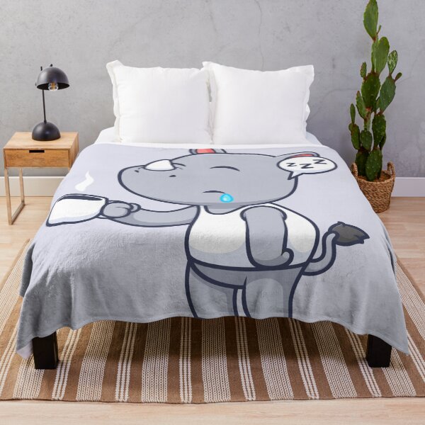 Item preview,  Cute Sleepy Rhino Holding Coffee Cartoon Vector Icon designed and sold by hjian8219.